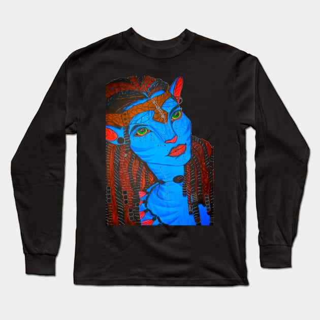 Blue girl Long Sleeve T-Shirt by Smriti_artwork